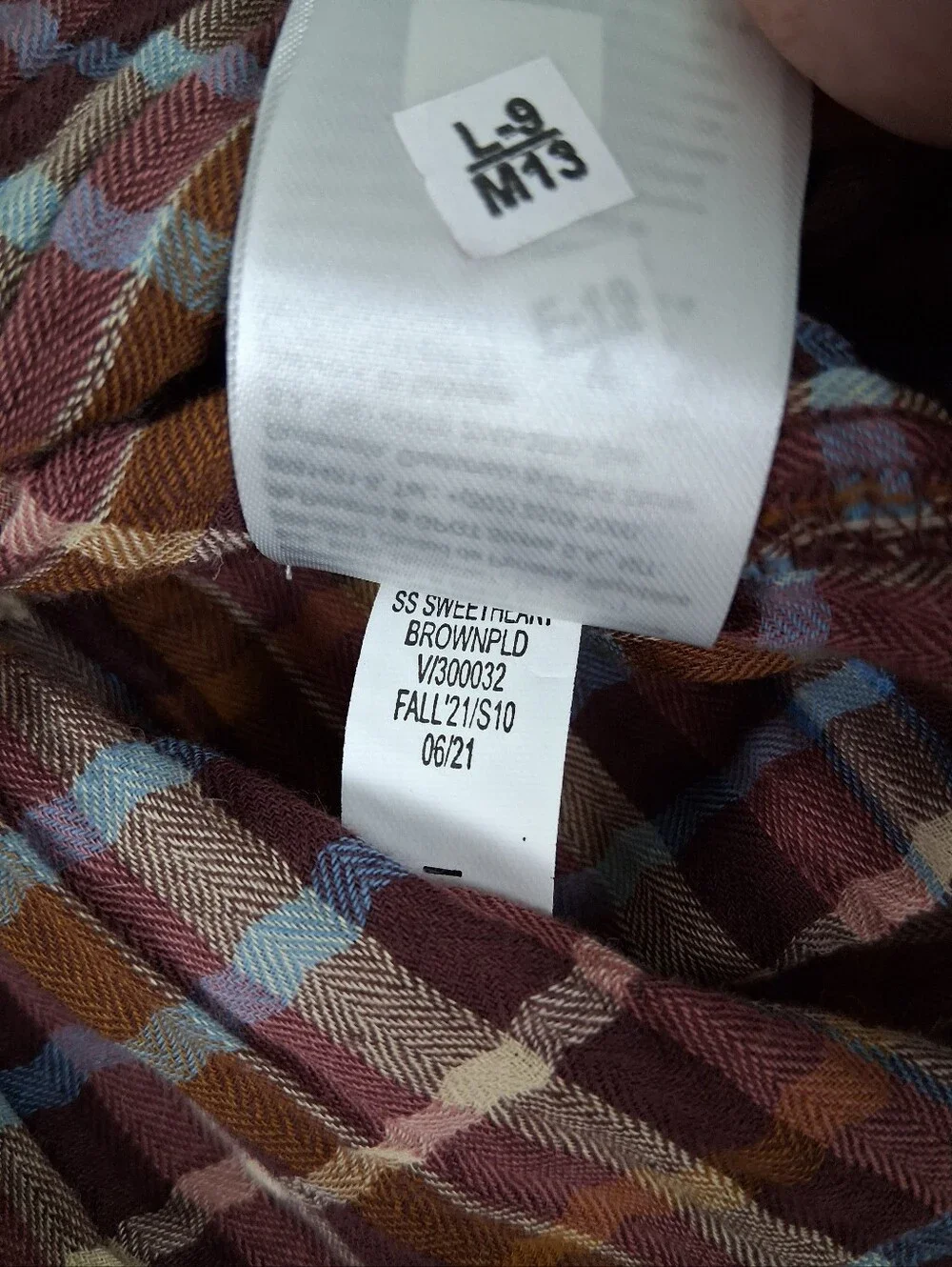 Off Shoulder Cottagecore Shirred Blouse L Brown Plaid Milk Maid Stretch Country